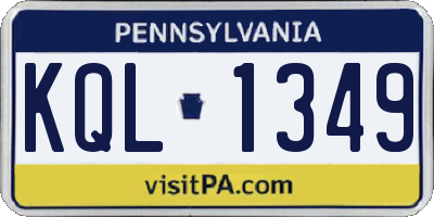 PA license plate KQL1349