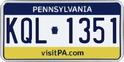 PA license plate KQL1351