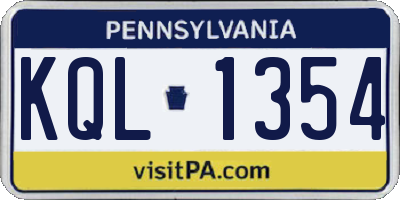 PA license plate KQL1354