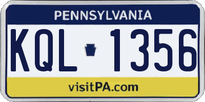 PA license plate KQL1356