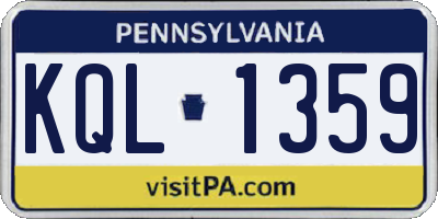PA license plate KQL1359