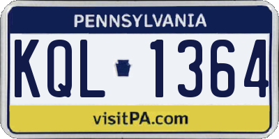 PA license plate KQL1364