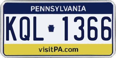 PA license plate KQL1366