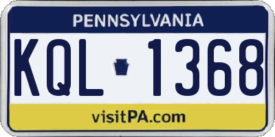 PA license plate KQL1368