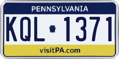 PA license plate KQL1371
