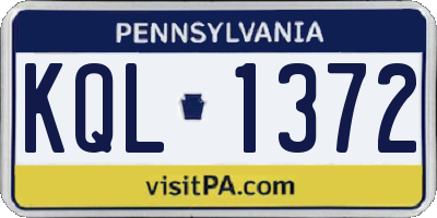 PA license plate KQL1372