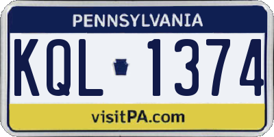 PA license plate KQL1374