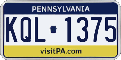PA license plate KQL1375