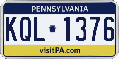 PA license plate KQL1376