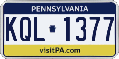 PA license plate KQL1377