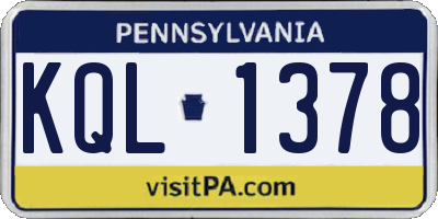 PA license plate KQL1378