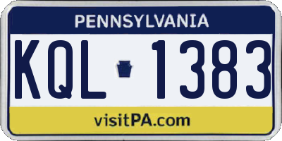 PA license plate KQL1383