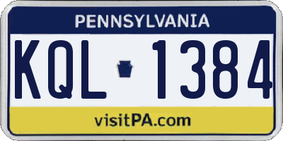 PA license plate KQL1384