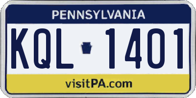 PA license plate KQL1401