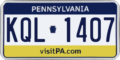 PA license plate KQL1407