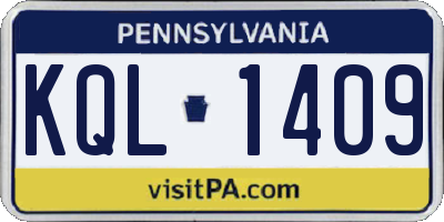 PA license plate KQL1409