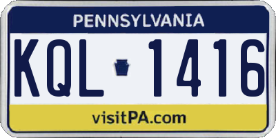PA license plate KQL1416
