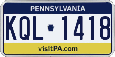 PA license plate KQL1418