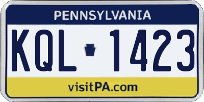 PA license plate KQL1423