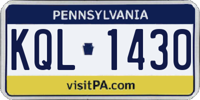 PA license plate KQL1430
