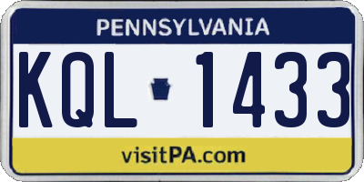 PA license plate KQL1433
