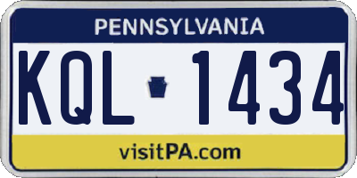 PA license plate KQL1434