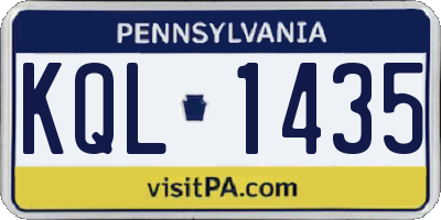 PA license plate KQL1435