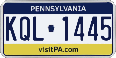 PA license plate KQL1445