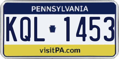 PA license plate KQL1453