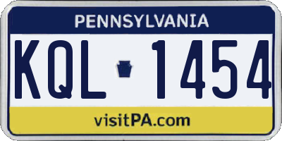 PA license plate KQL1454