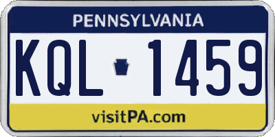 PA license plate KQL1459