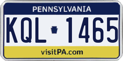 PA license plate KQL1465