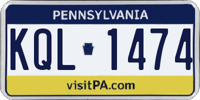 PA license plate KQL1474