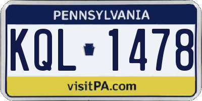 PA license plate KQL1478