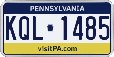 PA license plate KQL1485