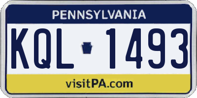 PA license plate KQL1493