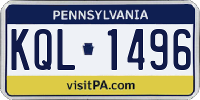 PA license plate KQL1496