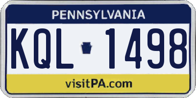PA license plate KQL1498