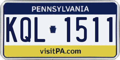 PA license plate KQL1511