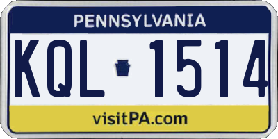 PA license plate KQL1514