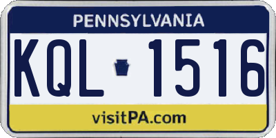 PA license plate KQL1516
