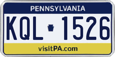 PA license plate KQL1526