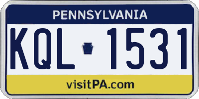 PA license plate KQL1531