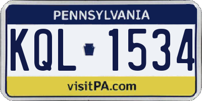 PA license plate KQL1534