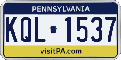 PA license plate KQL1537