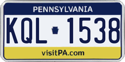 PA license plate KQL1538