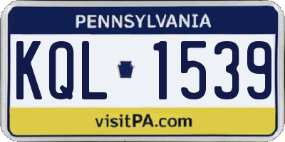PA license plate KQL1539