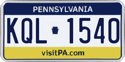 PA license plate KQL1540