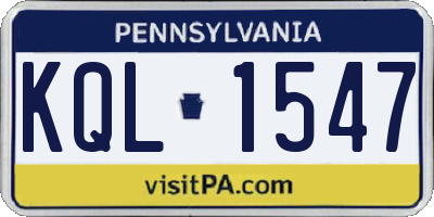 PA license plate KQL1547