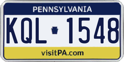 PA license plate KQL1548